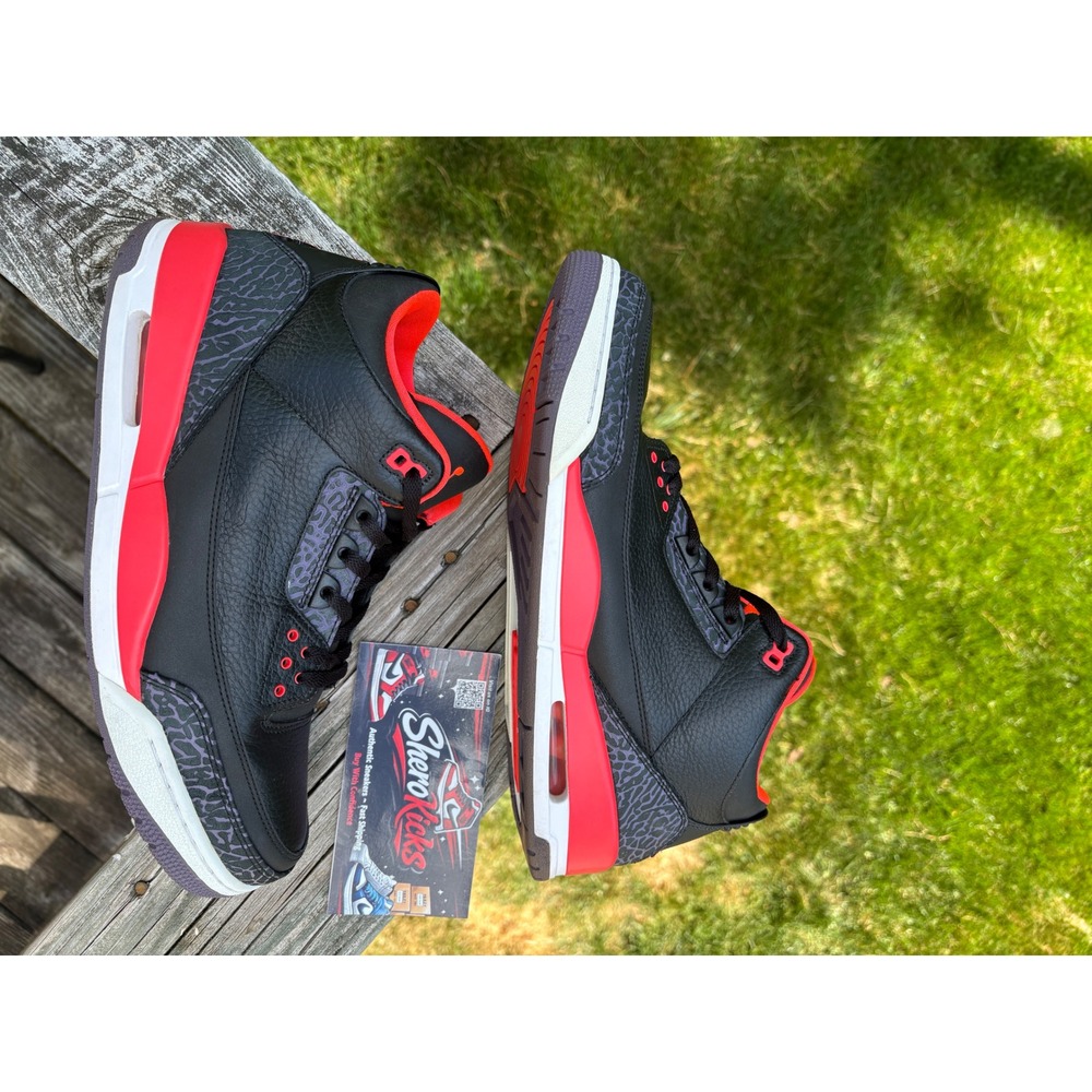 Jordan 3 Retro Crimson Black Bright Crimson Canyon Purple 136064-005 Mens 13 - Picture 2 of 8